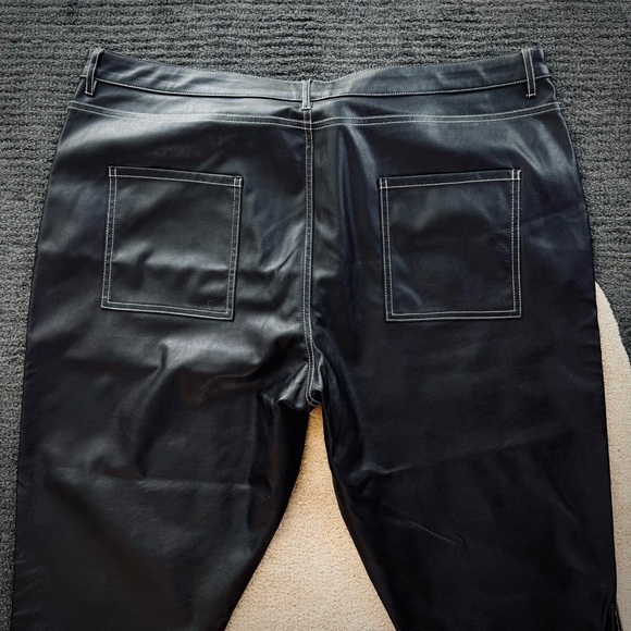 ASOS Men’s Faux Leather Pants in Black Size 42” Waist 30” Length - Straight Leg - Picture 8 of 9